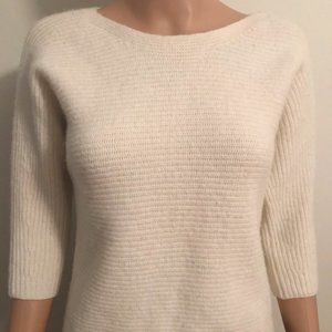 Ann Taylor cream sweater 3/4 sleeve wool cashmere